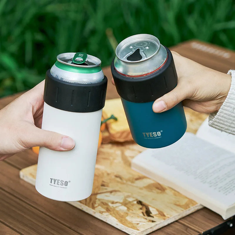 TYESO Stainless Steel Beer Can Holder12/18oz Keep Warm and Cold Vacuum Portable Sweat-Proof Anti Slip Design Accessoires Thermos