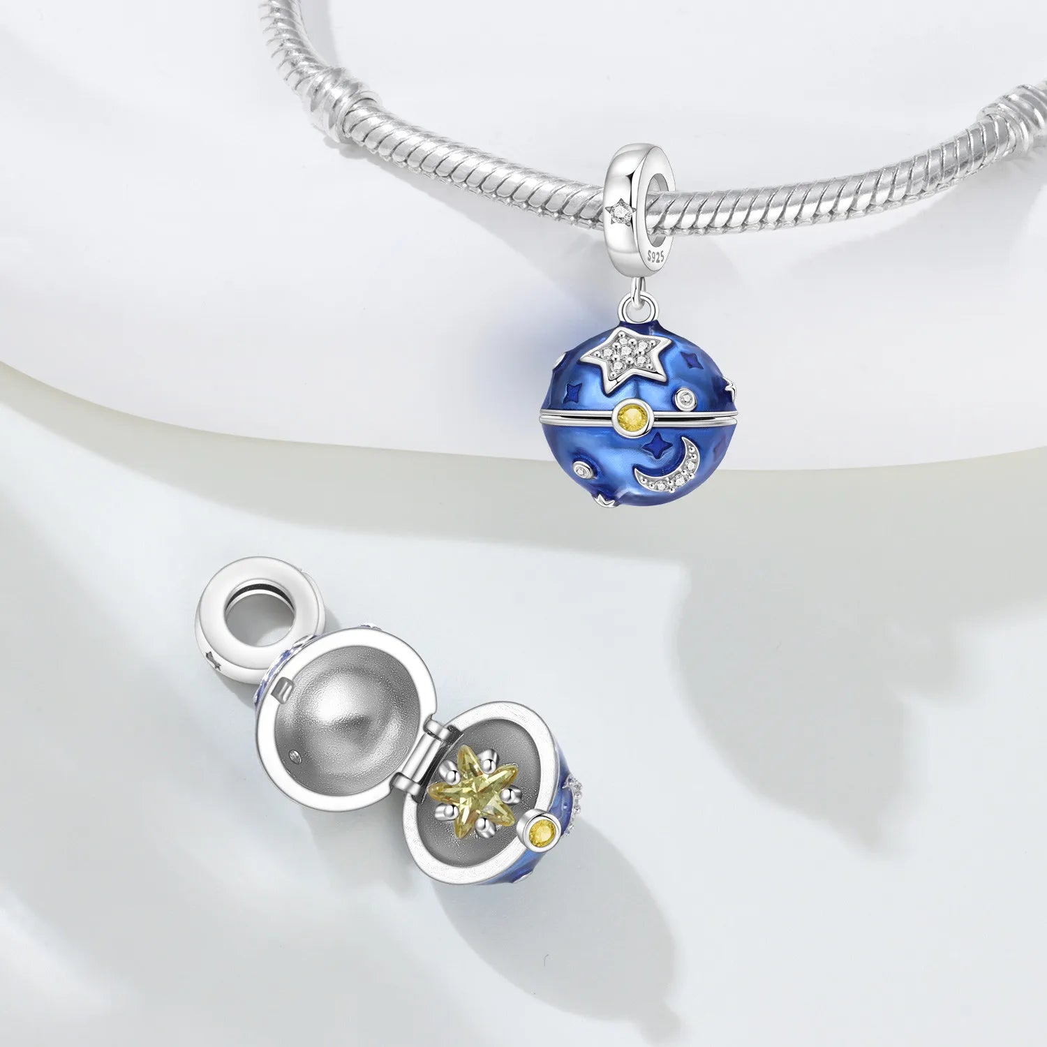 PANPOKI 925 Sterling Silver Adjustable Planet Pendant Beads Original Pendants Bracelet Charm Jewelry Party DIY Trendy Gift