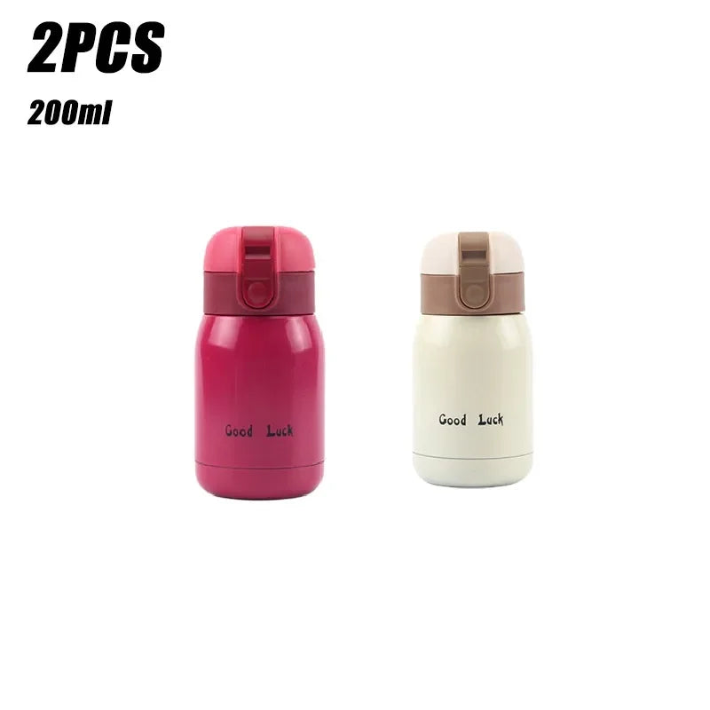 1/2PCS Goodluck Small Cute Mini Thermos Cup MINI Portable Creative Pot Belly Water Cup Pocket Cup with Hand Gift