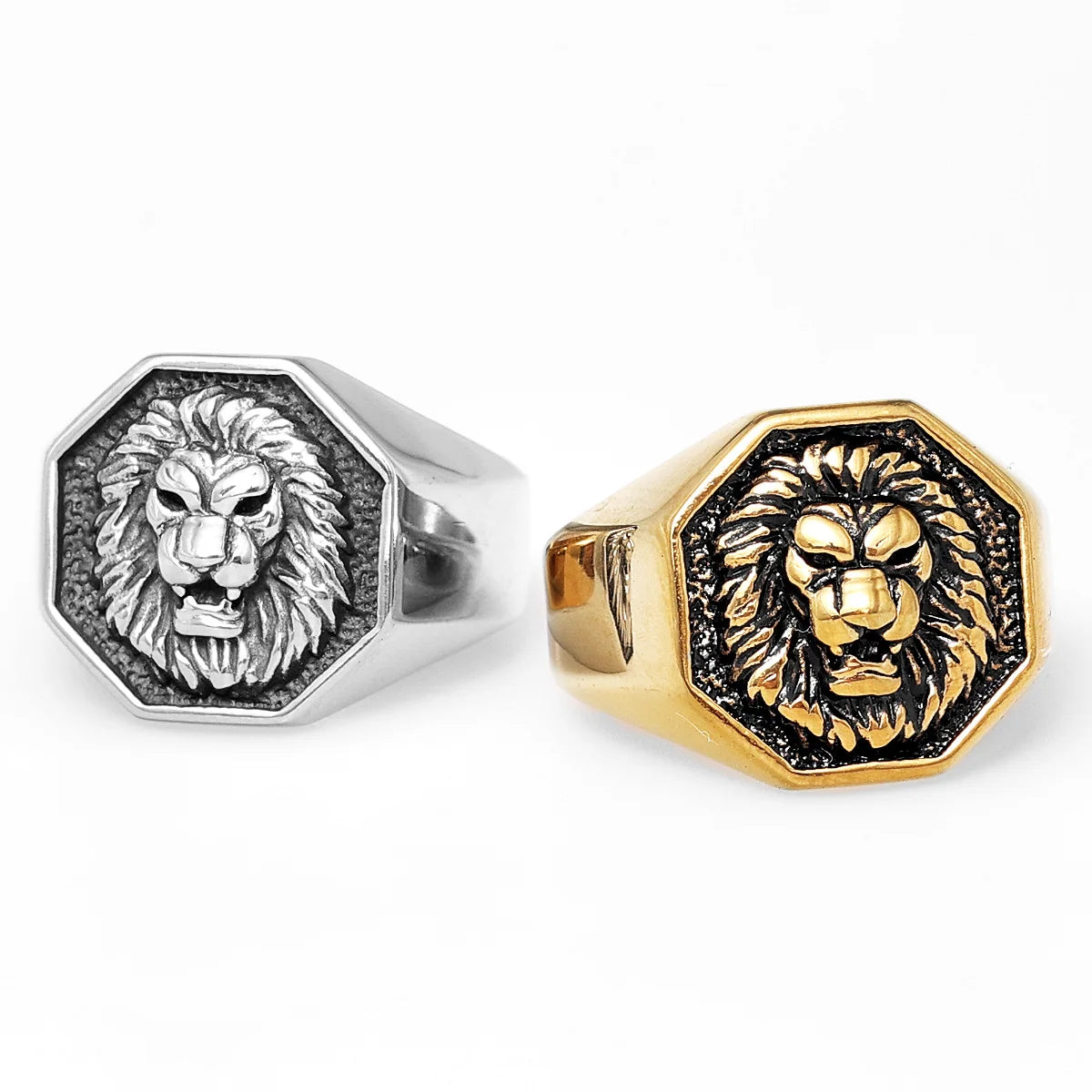 Lion King Animal Stainless Steel Mens Womens Rings Punk Trendy Unique for Couple Male Biker Jewelry Creativity Gift Wholesale - Madeinsea©