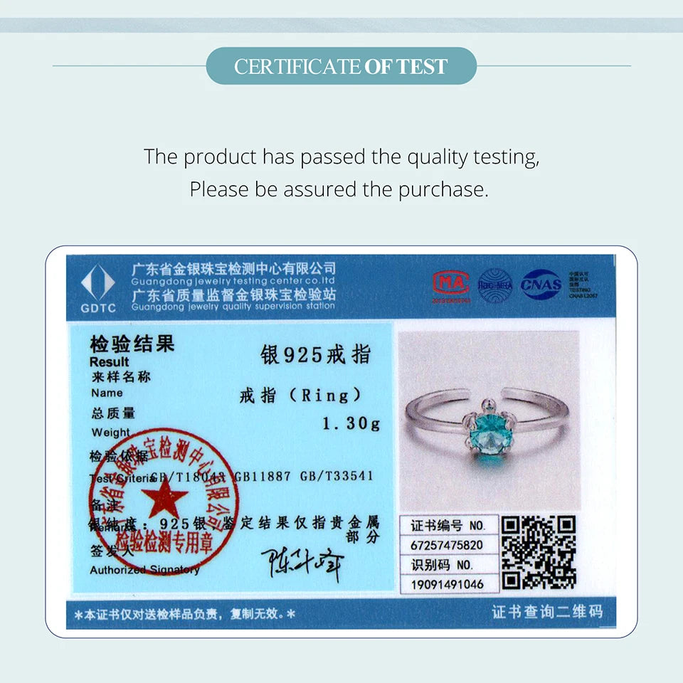 Bamoer 925 Sterling Silver Blue Turtle Open Ring Adjusable Transparent Glass Animal Ring for Women Teens Cute Xmas Wishes Gift