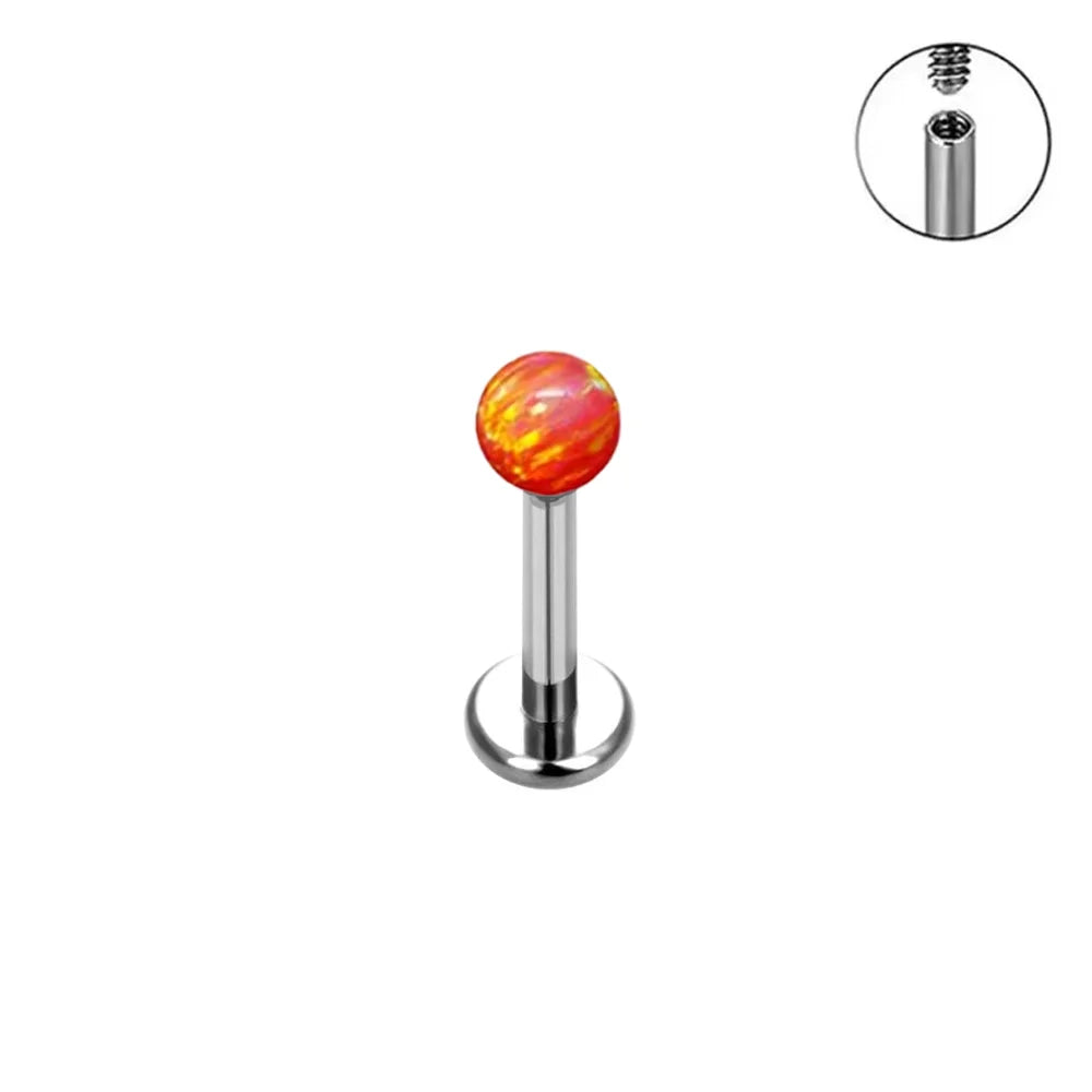 ASTM F136 Titanium Earrings Labret Colorful Opal Ball Sexy Nose Rings Lip Stud Ear Cartilage Tragus Piercing Body Jewelry