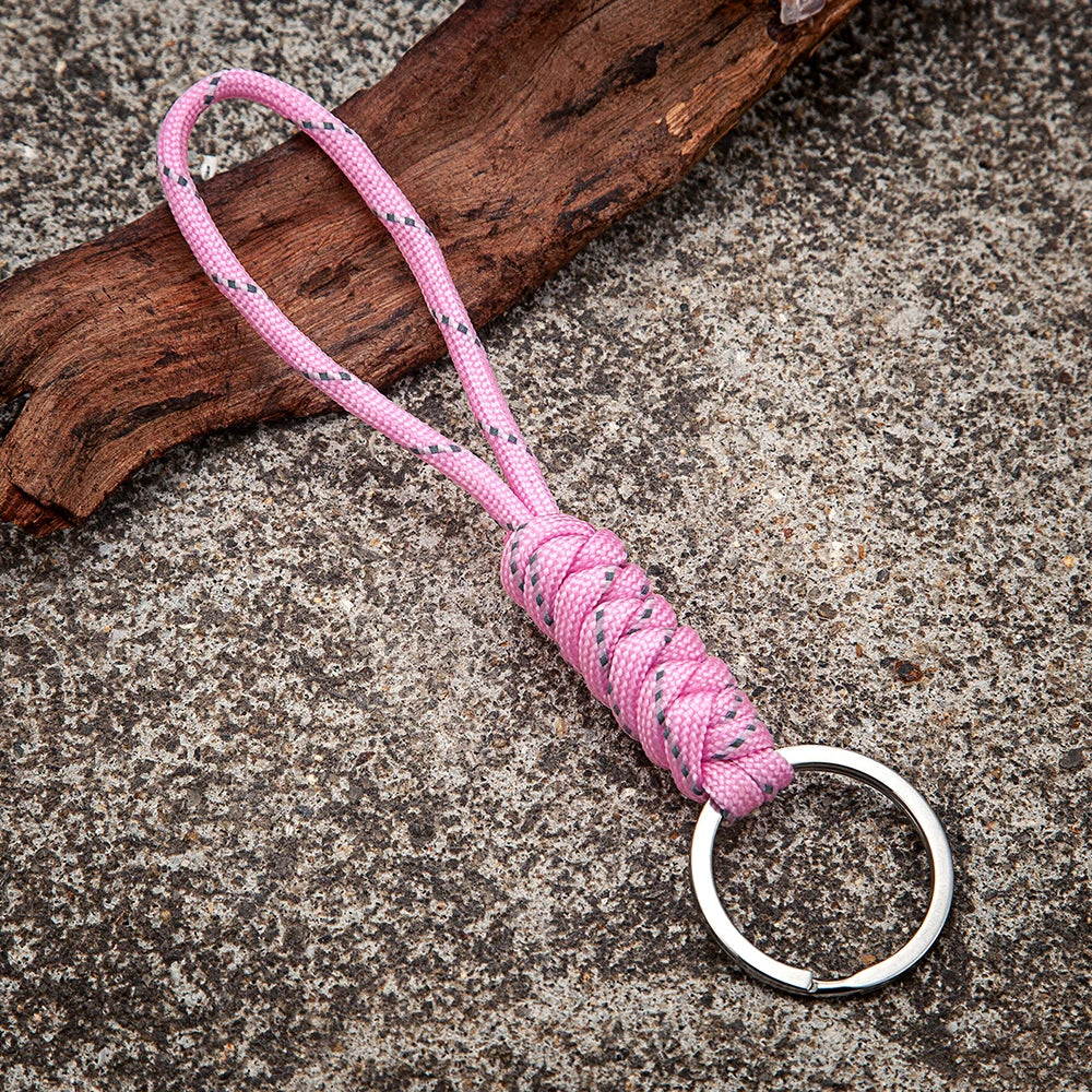 MKENDN High Strength Parachute Cord Keychain Outdoor Rock Climbing Camping Emergency Survival Paracord Lanyard Metal Key Ring