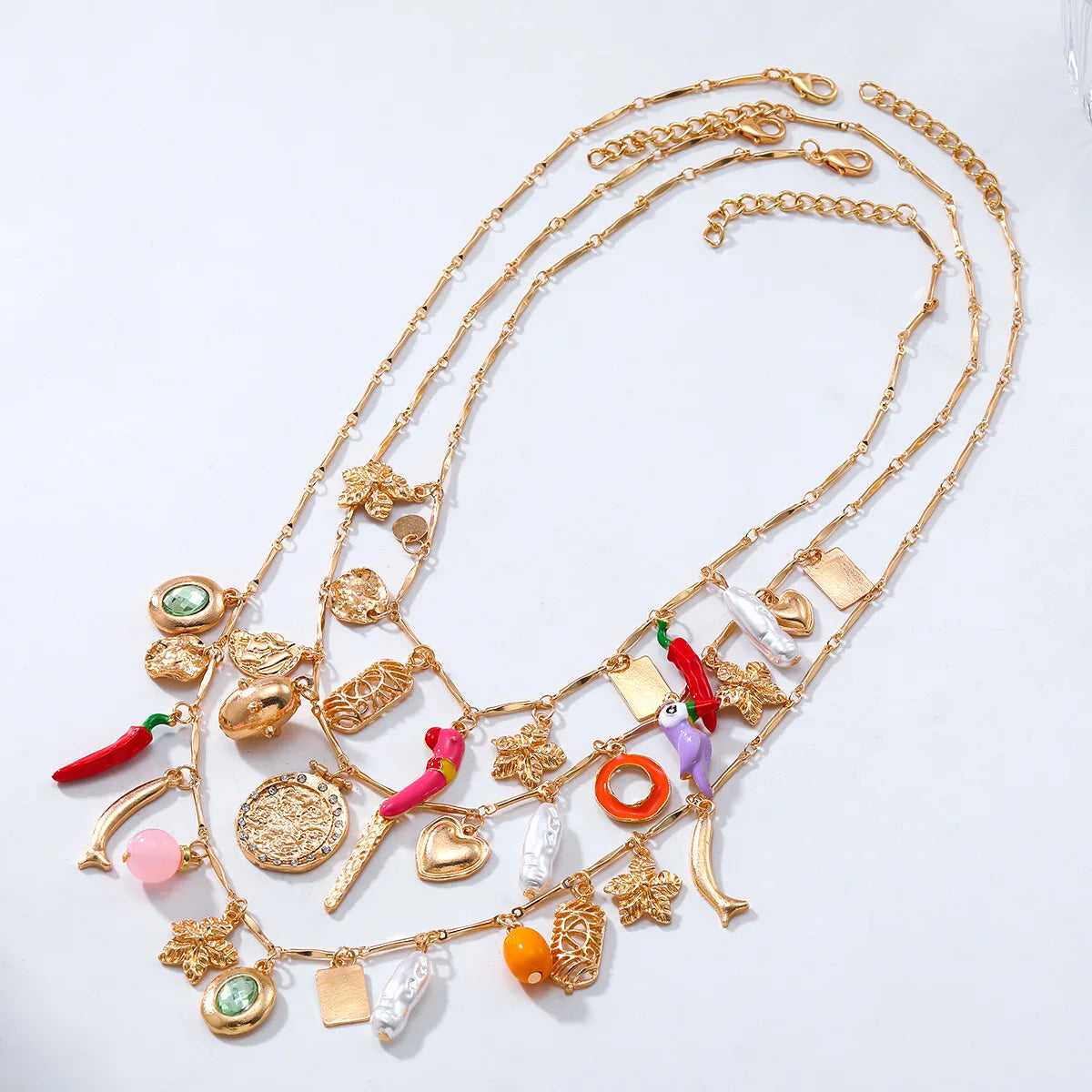 ZAA Chili Imitation Pearl Multi-layer Flower Starfish Cute Necklace