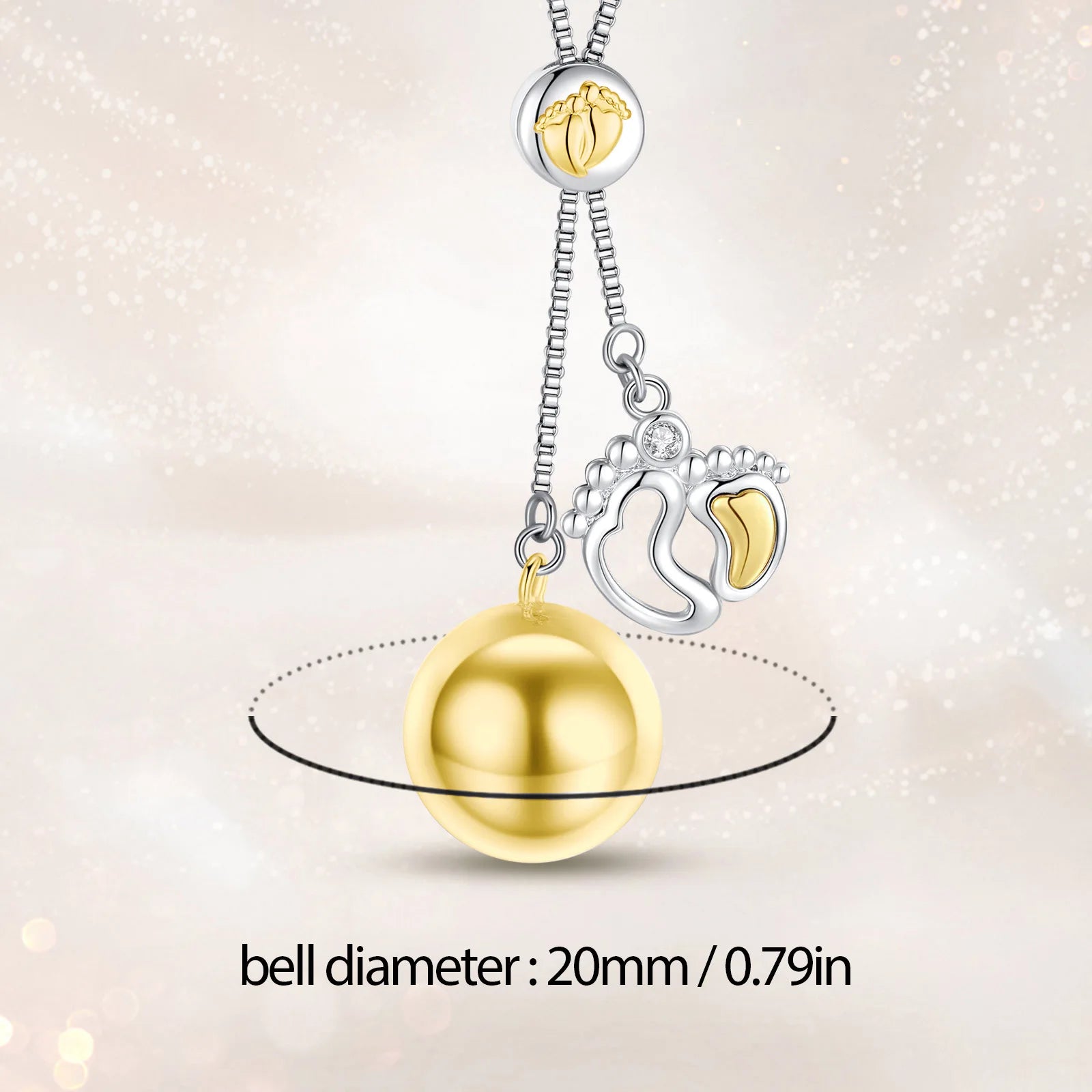 Eudora Harmony Ball Baby Footprint Pendant Pregnancy Bola Baby Chime Ball Angel Caller Necklace Maternity Jewelry DIY Women Gift
