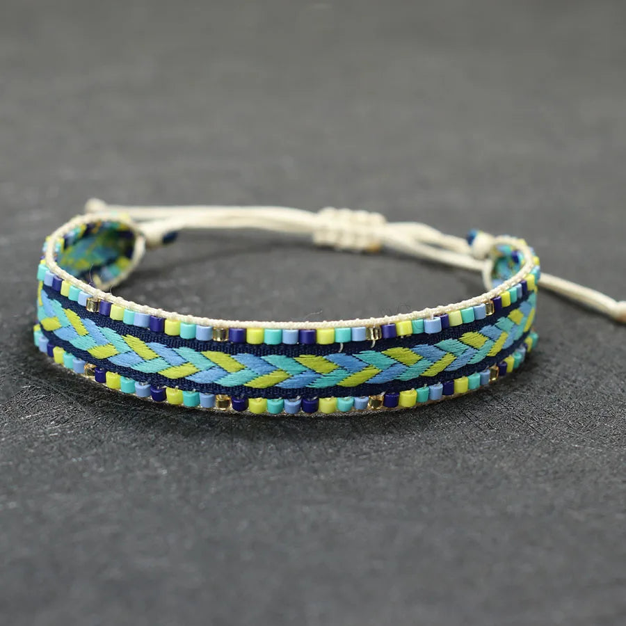 Bohemia Handmade Weaven String Bracelet Men Women Seed Beads Braclet Adjustable Ethnic Tibet Braslet Beach Leisure Pulseira Gift
