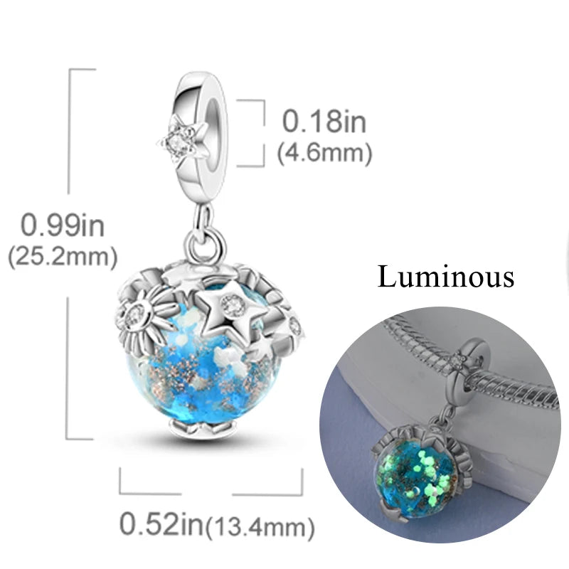 2024 neue 925 Sterling Silber Charms Glühwürmchen Sterne Glühende Leuchtende Charme Perlen für Original Anhänger Armbänder DIY Schmuck Geschenk