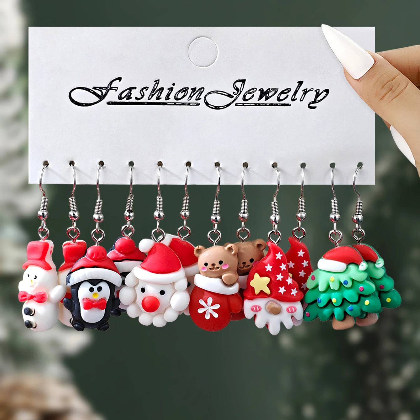 New Cute Cartoon Gingerbread Man Christmas Tree Santa Penguin Resin Dangle Earrings Set Women's Christmas Gift Jewelry - Madeinsea©