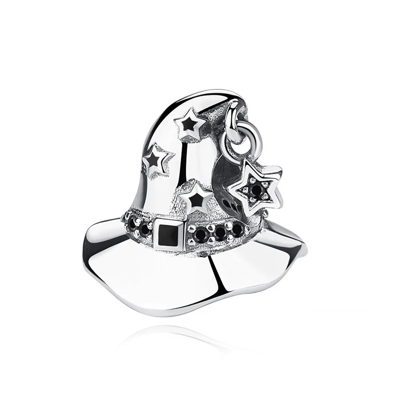 Original 925 Sterling Silver Charms Beads Wizard Hat Dragon Charm Halloween Fit Brand Bracelets Necklaces Women DIY Jewelry