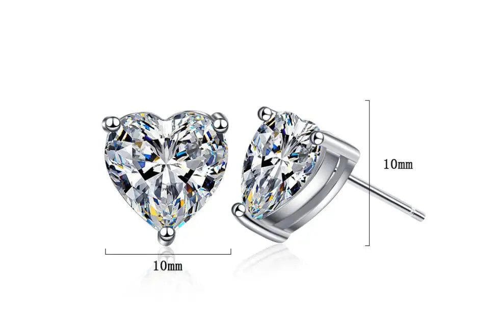 1CT 2CT 4CT Heart Cut Moissanite Stud Earrings for Women Luxury Quality Lab Diamond S925 Sterling Silver Bride Jewelry Brincos