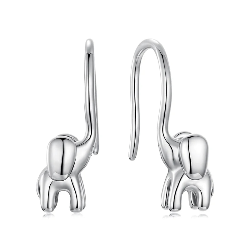 WOSTU Solid 925 Sterling Silver Zoo Elephant Dangle Drop Earrings lovely Animal Hook Earring Girl Birthday Party Holiday Gift