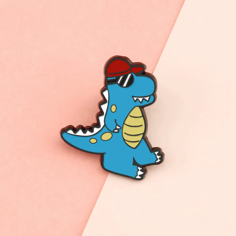 10 Style Cute Dinosaurs Enamel Pins Creative Animal Brooches Kids Backpack Decoration Jewelry Women Coat Lapel Pin Badges Gift