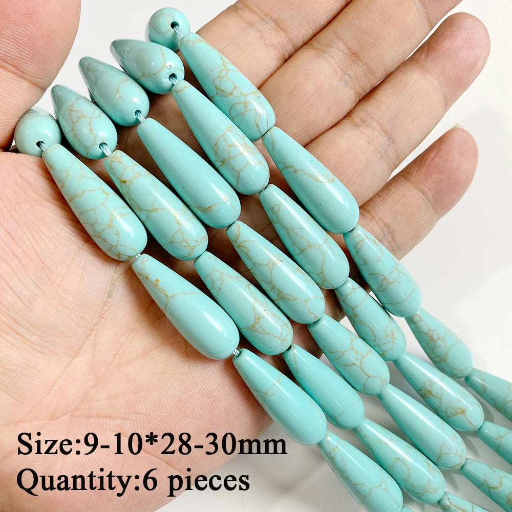 Wholesale Blue Turquoise Stone Beads Round Square Rondelle Irregular Loose Spacer Bead For Jewelry Making DIY Bracelet Necklace