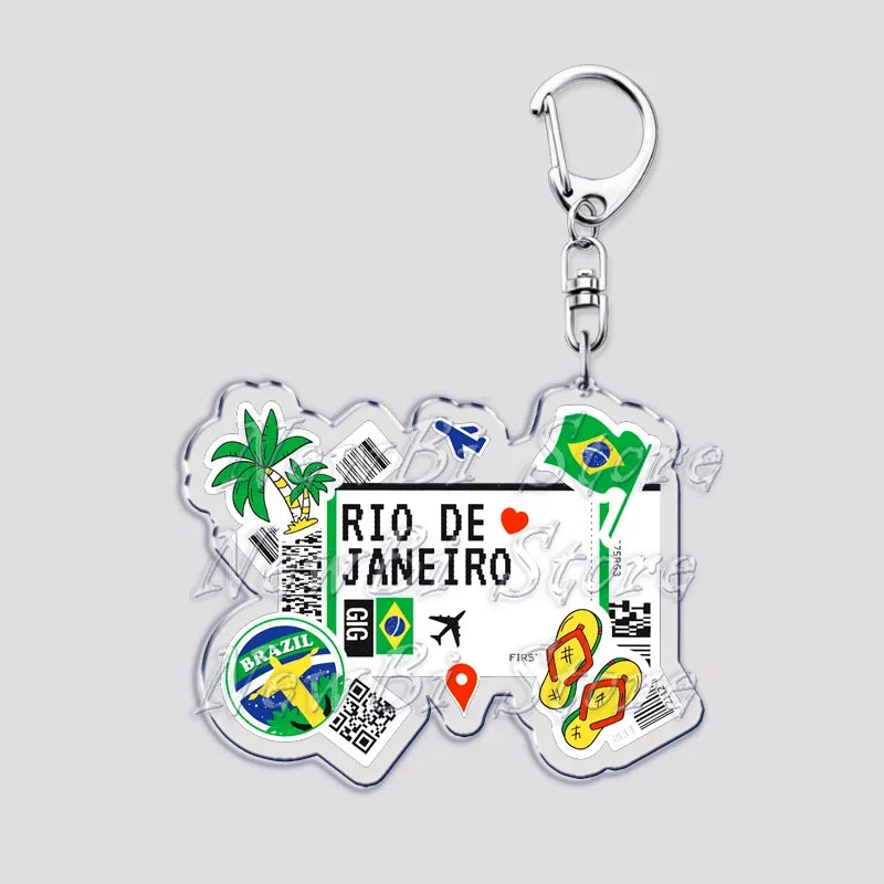 Hot Boarding Pass Keychains for Accessories Bag  NEW YORK TOKYO SEOUL PARIS LONDON Travel Souvenir Tickets Keyring Friends Gifts