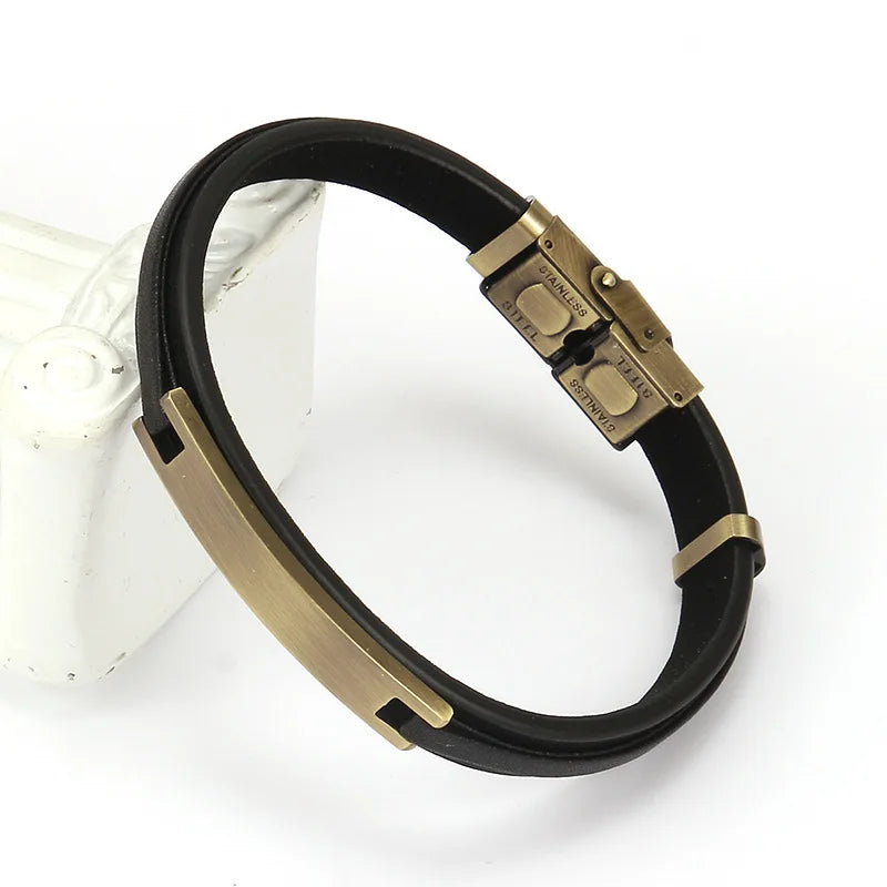 MKENDN Unique Brushed Stainless Steel Genuine Leather Bracelets for Men Women Layered Bangle Causal Pulseira Logo Name Gift