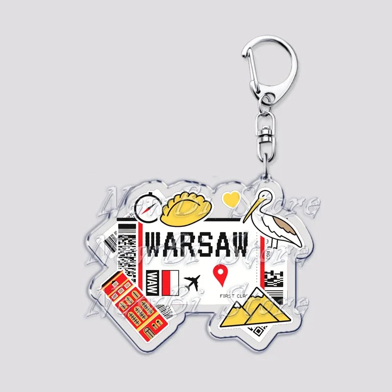 Hot Boarding Pass Keychains for Accessories Bag  NEW YORK TOKYO SEOUL PARIS LONDON Travel Souvenir Tickets Keyring Friends Gifts