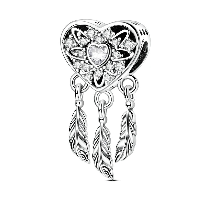 Classic 925 Sterling Silver Crown Skull Beads & Rose Pistol Dangle Charm Fits Bracelet Exquisite Necklace Jewelry Gifts