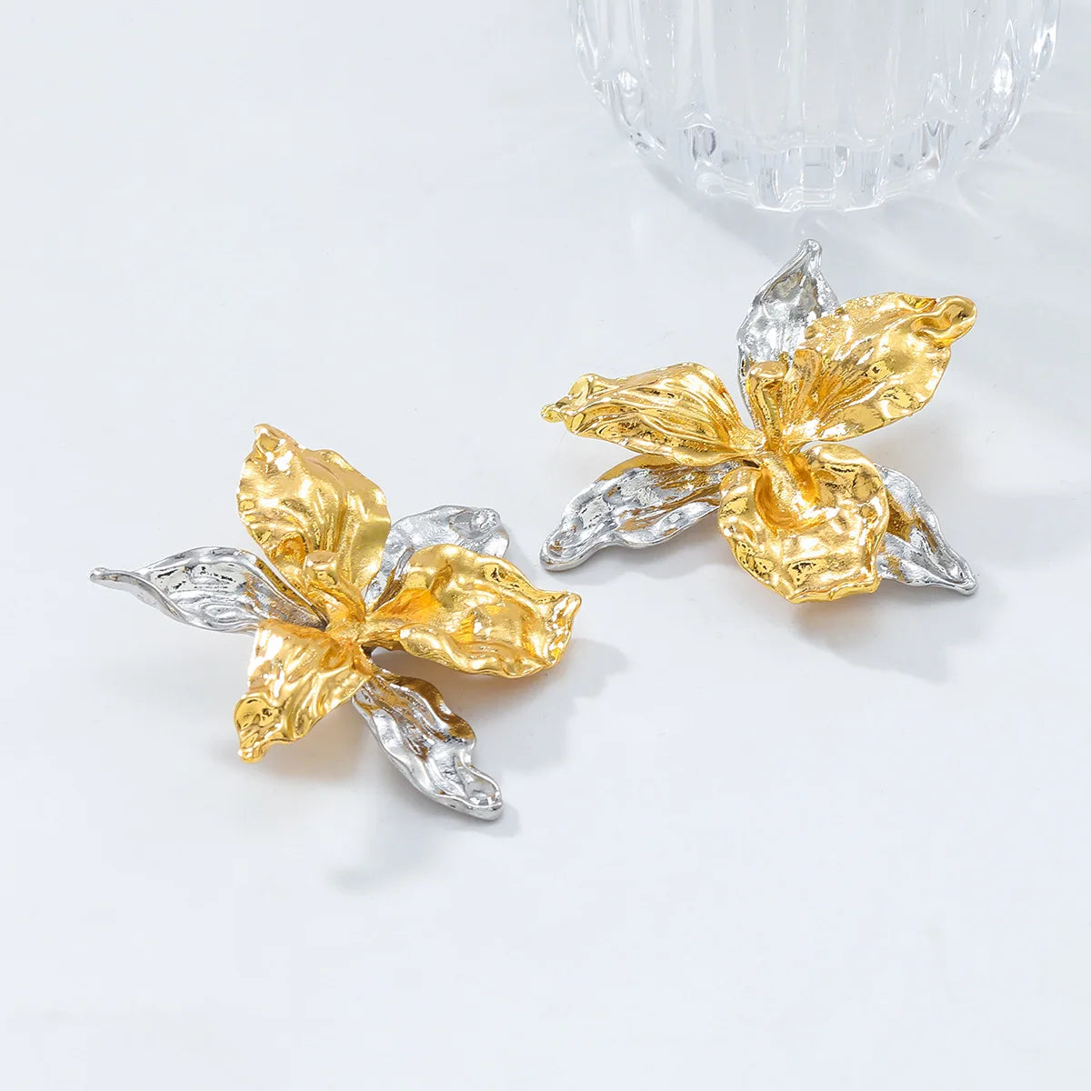 ZAA Exaggerated Multi-layer Alloy Color Blocked Flower Earrings