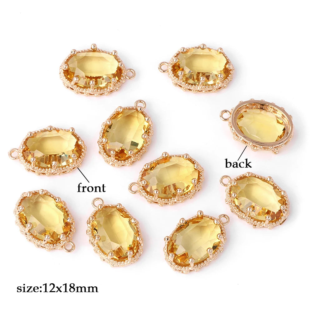 Fashoin Crystal Glass Pendant Oval Shape Rhinestone Charms For Vintage Women's Earrings Earrings Bracelet DIY Crafts Supply 5pcs