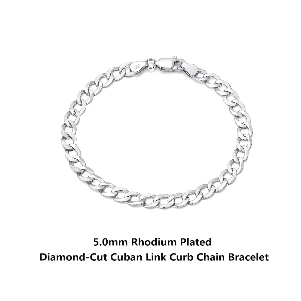 Rinntin 18K Gold Over 925 Sterling Silver 3mm Italian Cuban Chain Bracelet for Women Men Trendy Silver Bracelet Jewelry SB123 - Madeinsea©