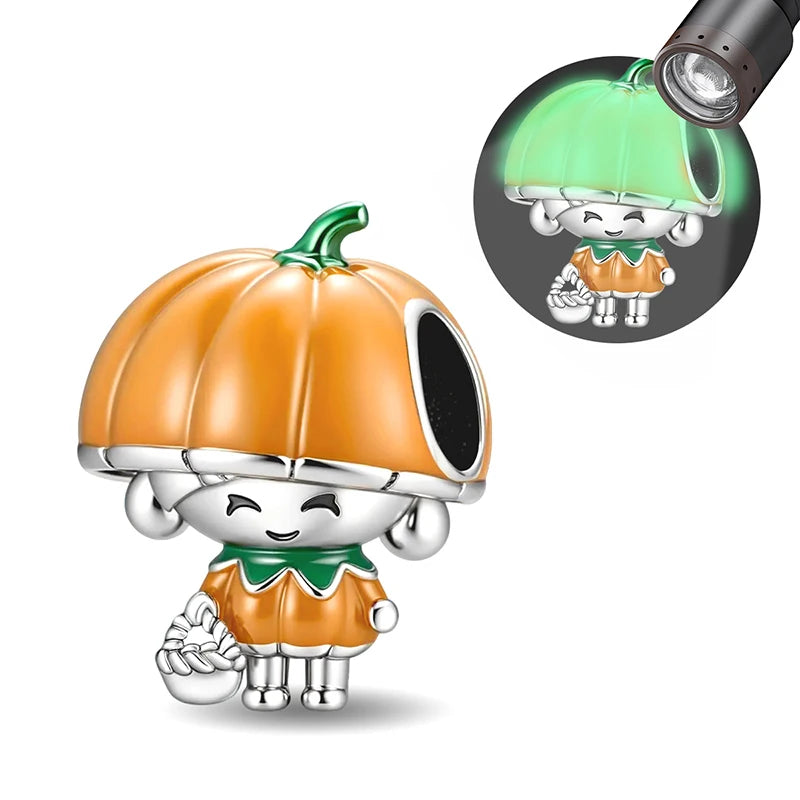 925 Sterling Silver Halloween Dark Phantom Pumpkin Devil Fit Diy Bracelet Necklace Making Gift Of High Quality Fine Jewelry