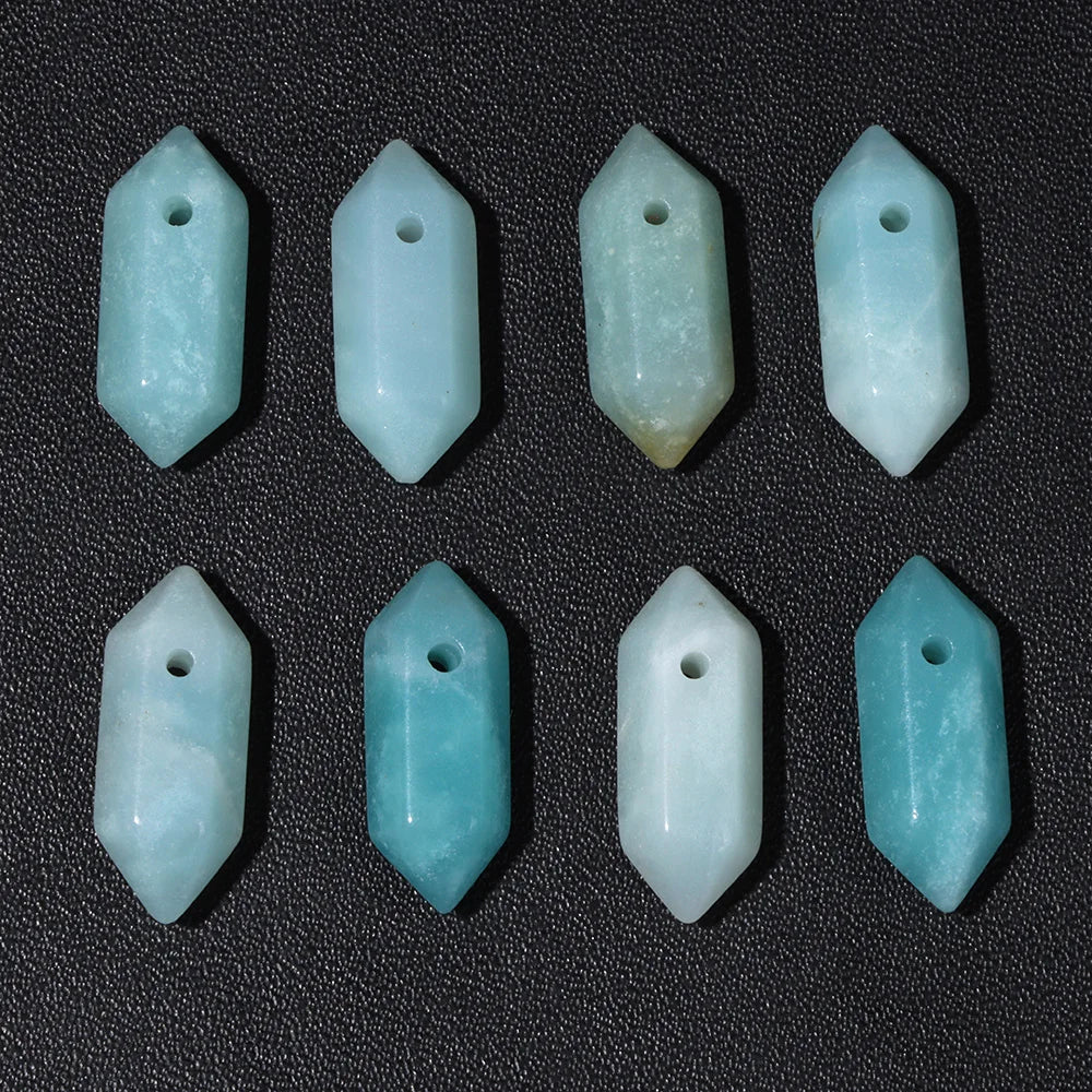 High Quality Hexagon Shaped Pendant Natural Amazonite Amethysts Energy Ore Stone Bead For Jewelry Making DIY Necklace Bracelet
