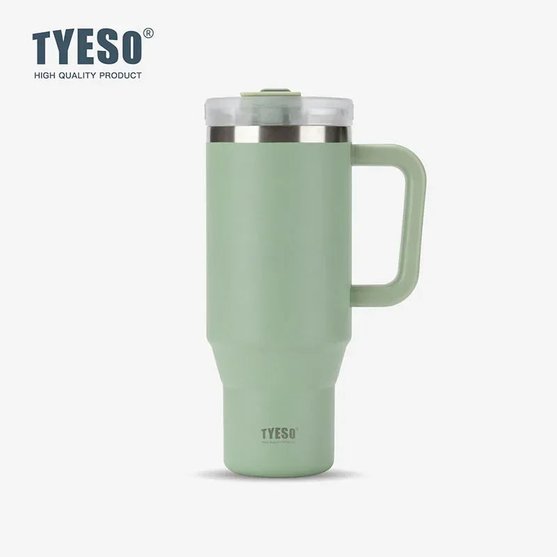 Tyeso 900/1200ml Stainless Steel Vacuum Insulated Travel Mug BPA Free Hot & Cold Coffee Tumbler with Handle Straw Tumbler Bottle