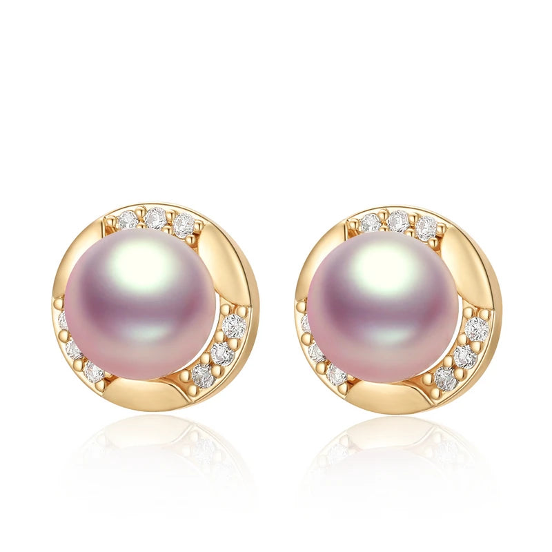 OXTAO Trendy Freshwater Pearl Stud Earrings Daily Wear Jewelry Valentine's Day Girlfriend Birthday Wedding Anniversary Gift