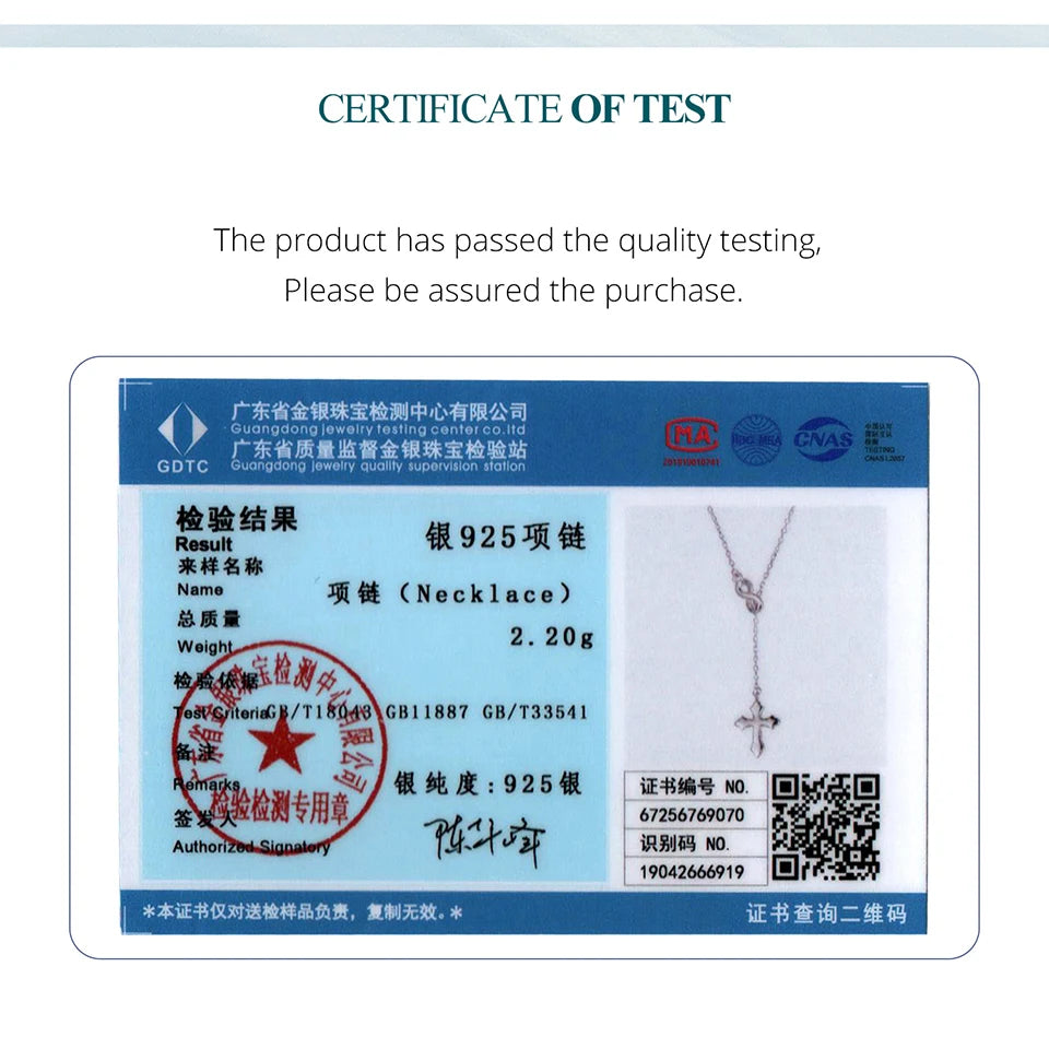 BAMOER  Corss Pendant Necklace Infinite Love Choker Y Chain Link for Women Girls 925 Sterling Silver Eternal Faith Jewelry Gift