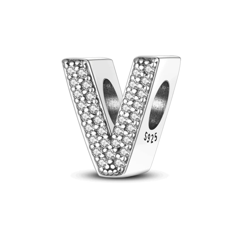 New 925 Sterling Silver Charm Beads 26 Letter Alphabet A-Z Charm Fit Original Charms Bracelet DIY Birthday Jewelry Gift Making