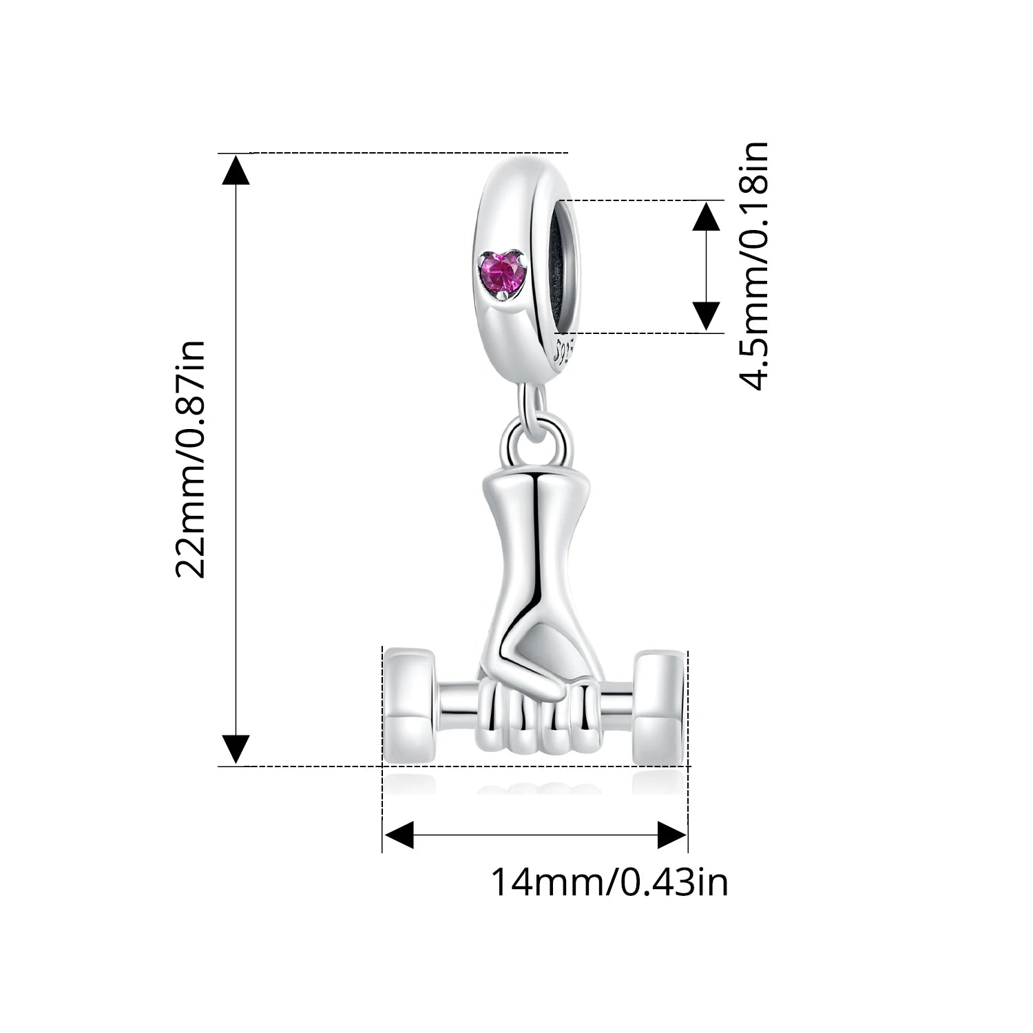 BISAER 925 Sterling Silver Kettlebell Volleyball Dumbbell Pendant Basketball Charm Bead For Women DIY Bracelet Fine Jewelry Gift