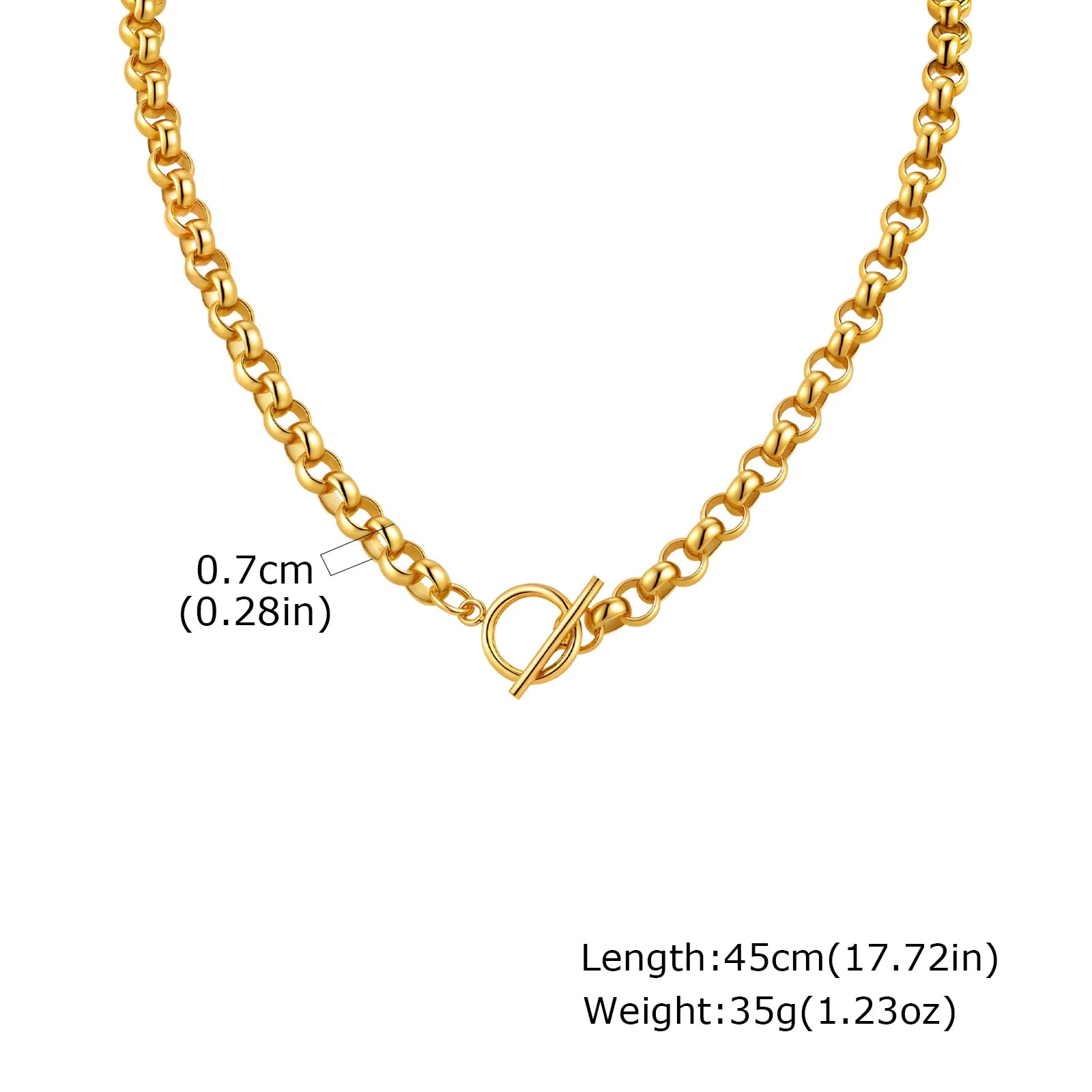 Vnox New Chunky Chain Necklace Women Simple OT Buckle Stainless Steel Round Link Chain Necklace For Women Fashion Jewelry Gift