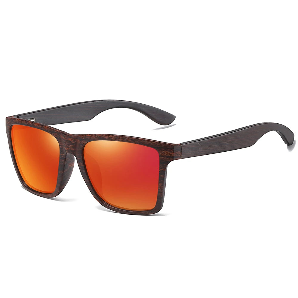 XSW Wood Sunglasses Men Women Polarized Rivet Square Brand Designer Real Wood Temple Sunglasses Vintage Glasses 5515H - Madeinsea©