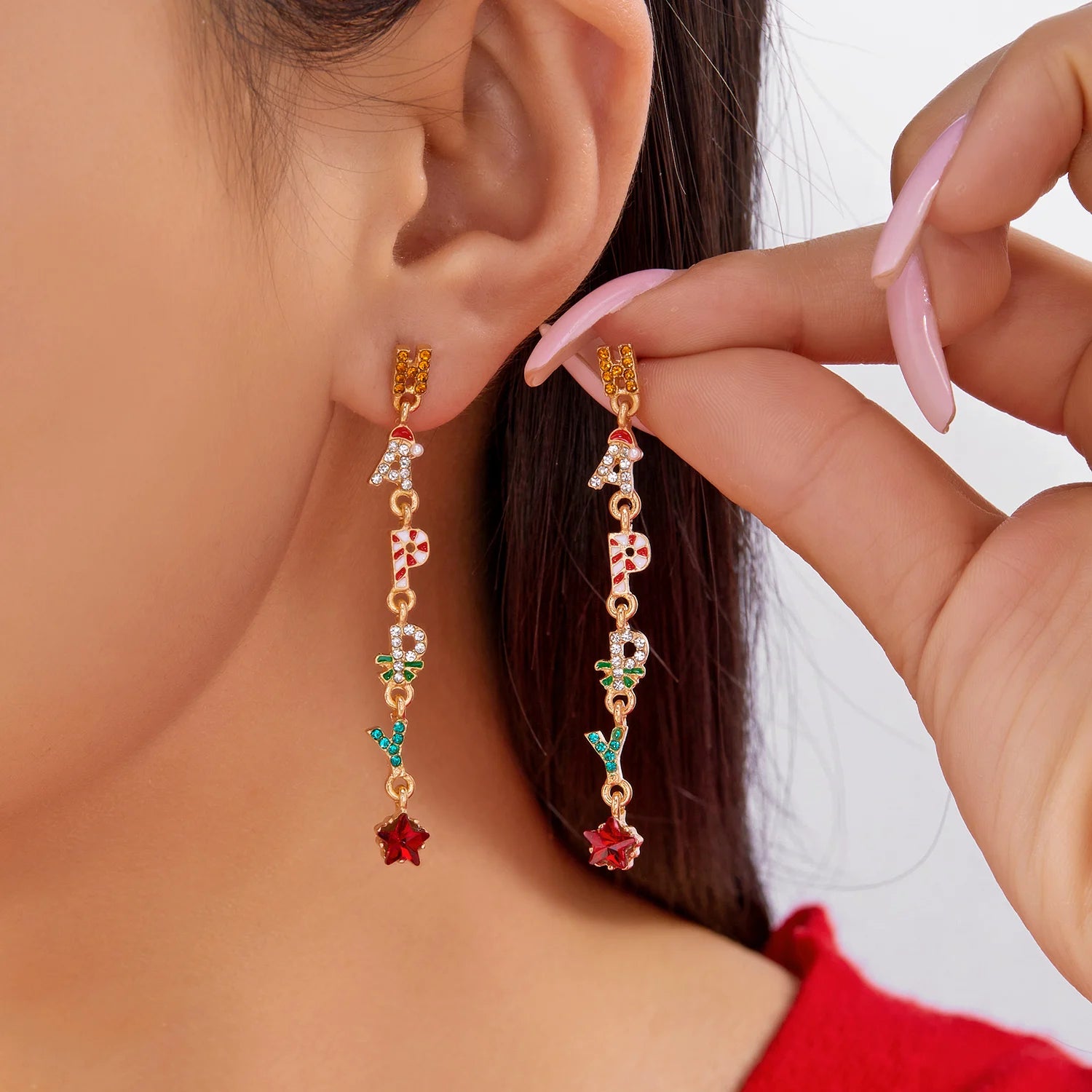 Boucles d'oreilles pendantes délicates en zircon et perles d'imitation flocon de neige pour femmes, boucles d'oreilles brillantes en strass et fleurs, cadeau idéal pour Noël.