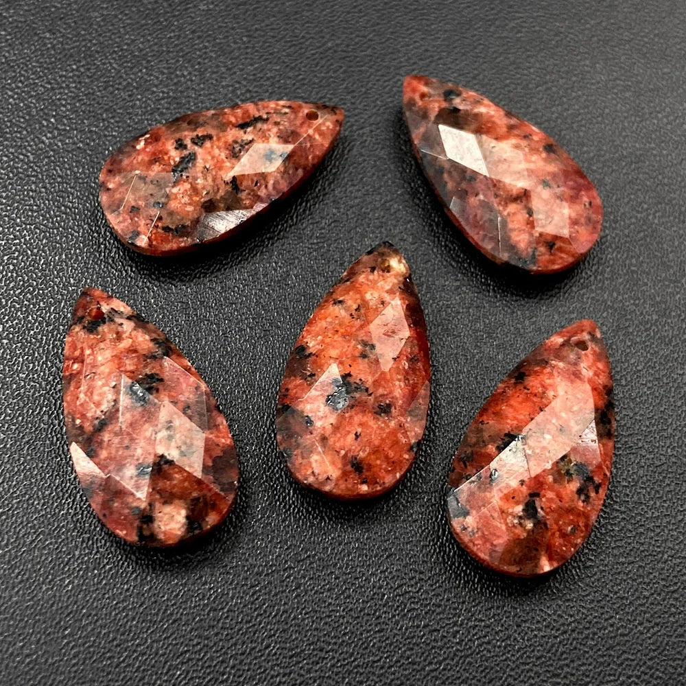 2PCS Natural Water Drop Stone Pendant 13X25mm Faceted Howlite Tiger Eye Amazonite Charms For Jewelry Making Necklace Earring DIY