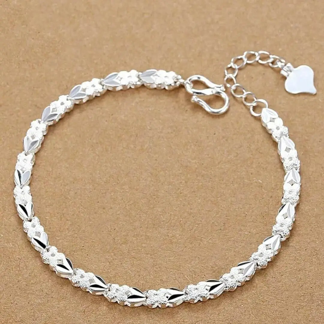 Noble 925 Sterling Silver Square Solid Chain Bracelet for Women Men Charm Party Gift Wedding Fashion Jewelry - Madeinsea©
