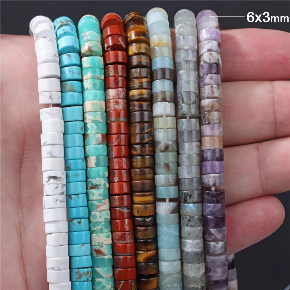 Natural Flat Round Disc Beads 6x3mm Sea Sediment Amethysts Rondelle Spacer Stone Bead For Jewelry Making DIY Bracelet Earrings