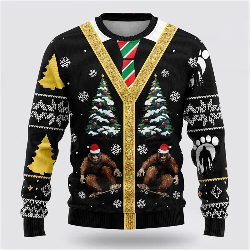 Christmas Fake Lapel Ugly Sweater For Men Hot Popular Loose Pullover Sweatshirt Festival Party Unique Gift Xmas Sweaters 2026