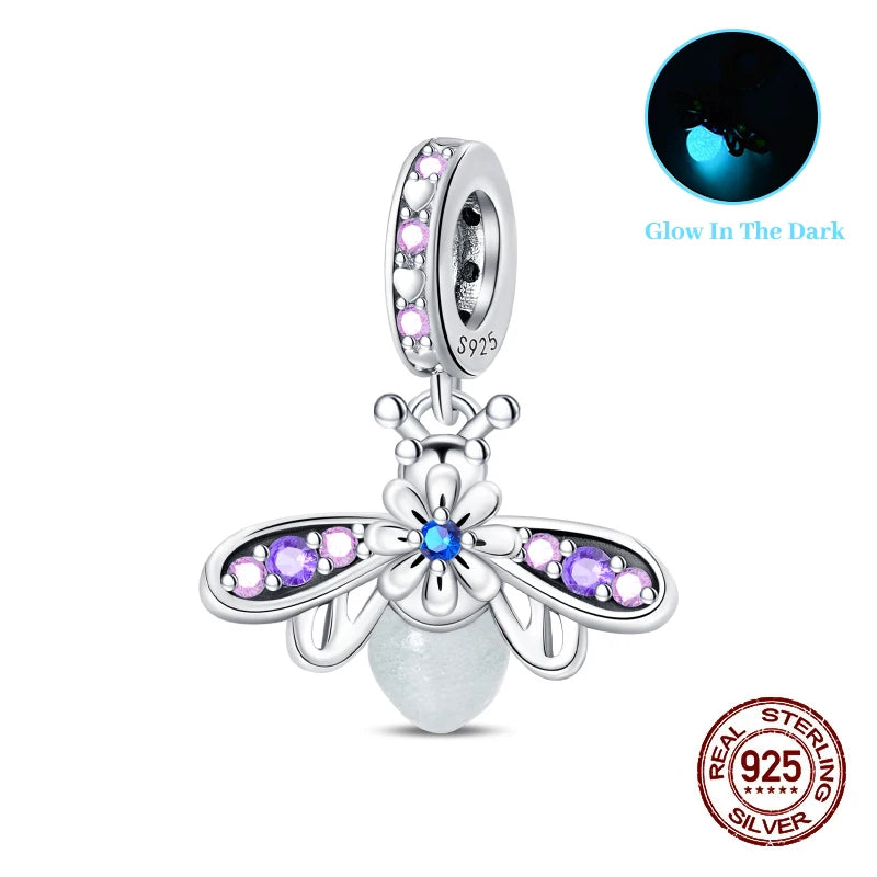 Classic 925 Sterling Silver Beads Luminous Firefly Star Chameleon Charms Pendants Fit Original Bracelet DIY Jewelry For Woman