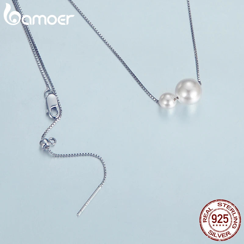 BAMOER Perlenanhänger-Halskette aus 925er Sterlingsilber für Damen, zierliche, vergoldete Perlen-Choker-Halskette, ideales Geburtstagsgeschenk