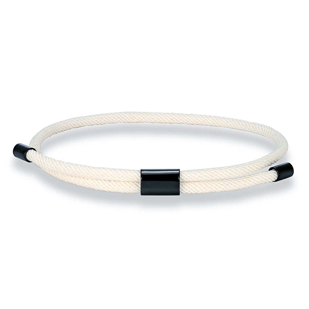 MKENDN Modisches schwarzes Nylonarmband für Damen und Herren aus strapazierfähigem Marine-Nylon mit poliertem schwarzem Edelstahlverschluss – schlichtes Schmuckstück