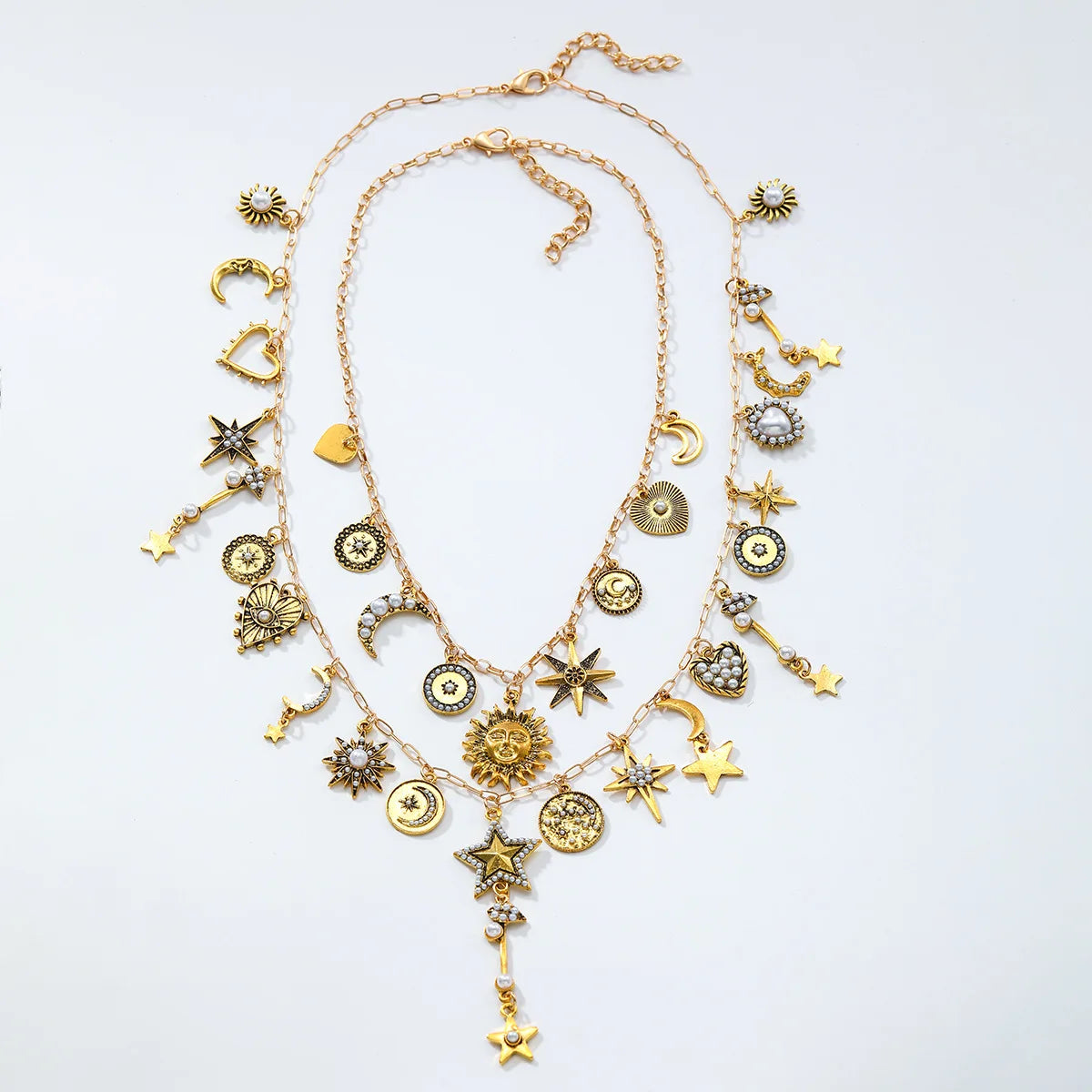 ZAA Exaggerated Beach Shell Sun Star Moon Heart Necklace