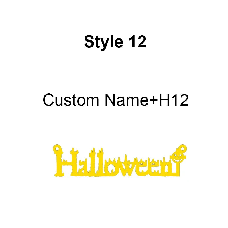 Collier personnalisé avec nom d'Halloween Nextvance en acier inoxydable, pendentif personnalisé avec araignée, chauve-souris, citrouille, balai, festival, bijoux cadeaux