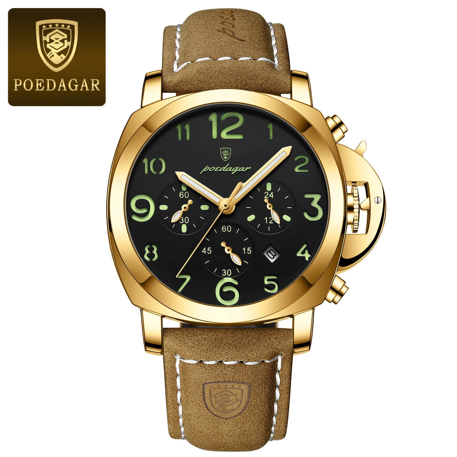 POEDAGAR Luxury Military Watch For Men Waterproof Luminous Leather Man Watch Quartz High Quality Men's Sports Watches Male Reloj - Madeinsea©