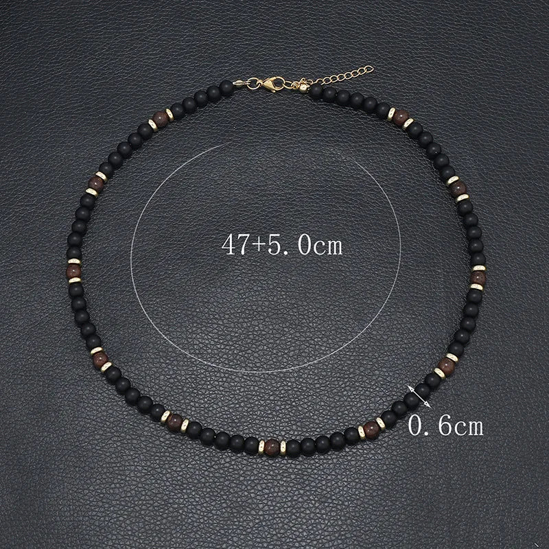 New Bohemian Men's Beaded Necklace Tiger Stone Natural Stone Fashion Trend Design Minimalist Necklace Commemorative Gift - Madeinsea©