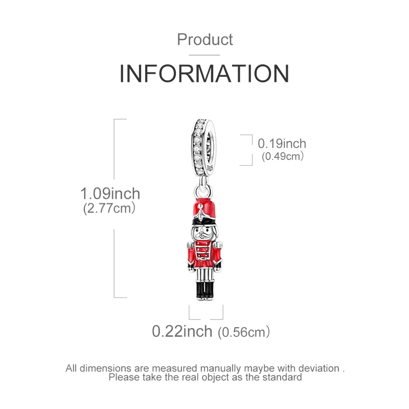 Original Real 925 Sterling Silver Charm Bead Red Uniform Soldier Pendant Fit Original Bracelet Necklace DIY Jewelry Gift