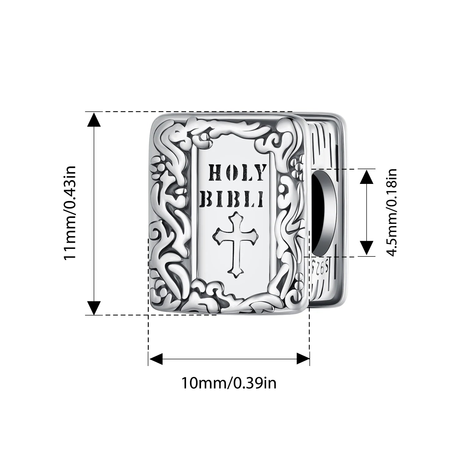 BISAER 925 Sterling Silver Guardian Angel Love Pendant Bible Sacred Heart Charm for Faith Men Women DIY Bracelet Fine Jewelry