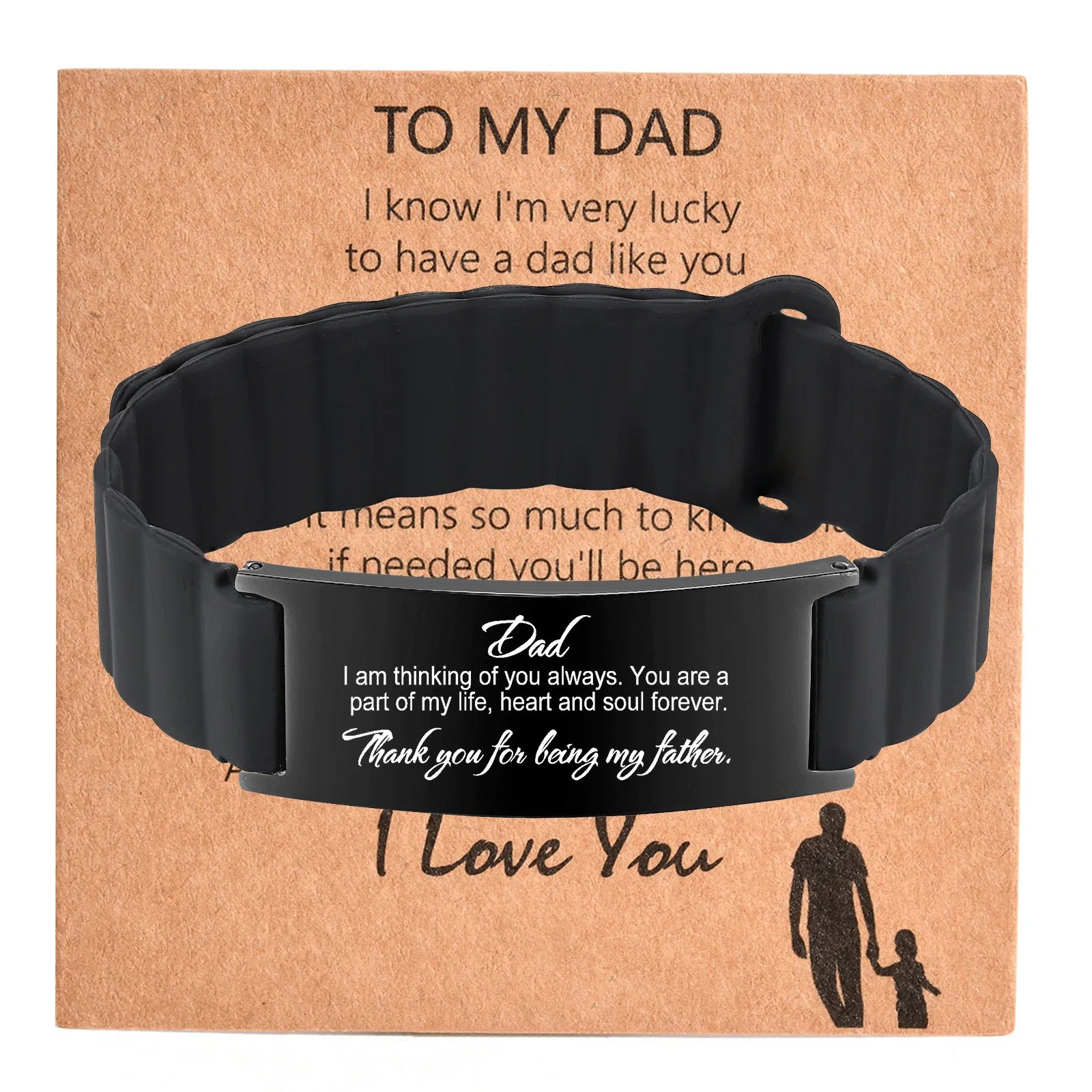 Vnox Soft Comfortable Band Bracelet Gift for Men Dad,Free Custom Steel Bangle, Adjustable Waterproof Magnet Silicone Wristband