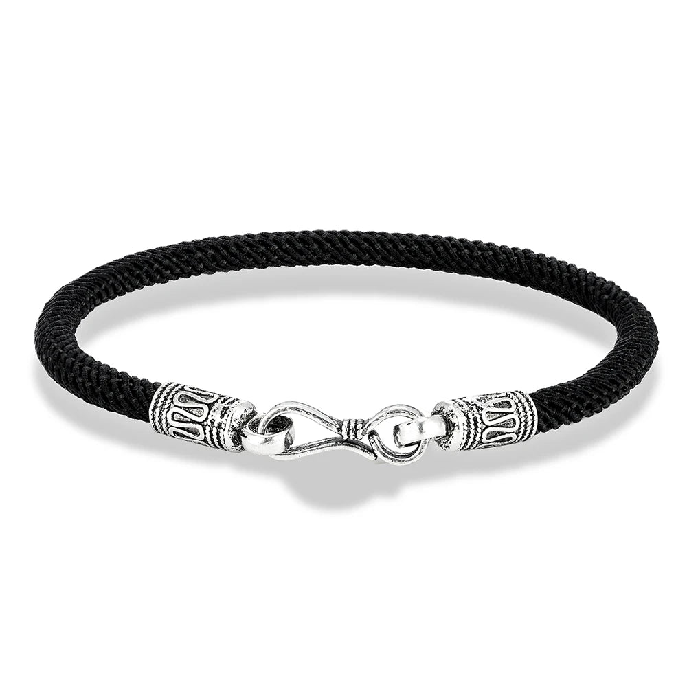 MKENDN 925 Sterling Silver 4mm Braided Rope Bracelet Anklet for Women Men Friendship Bracelet Trendy Jewelry GIfts