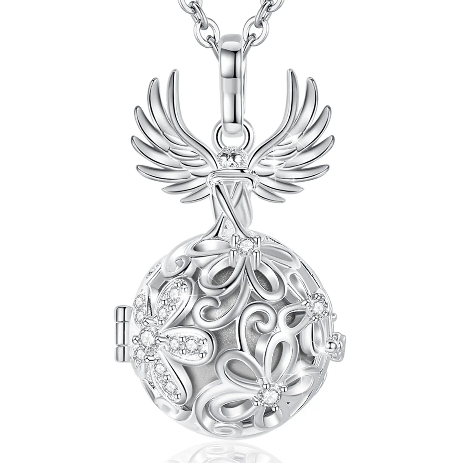 Eudora Collier Bola de Grossesse Necklace 18MM Ball Flower Angel Caller Musical Bell Pendant DIY Jewelry Gift for Pregnant Women